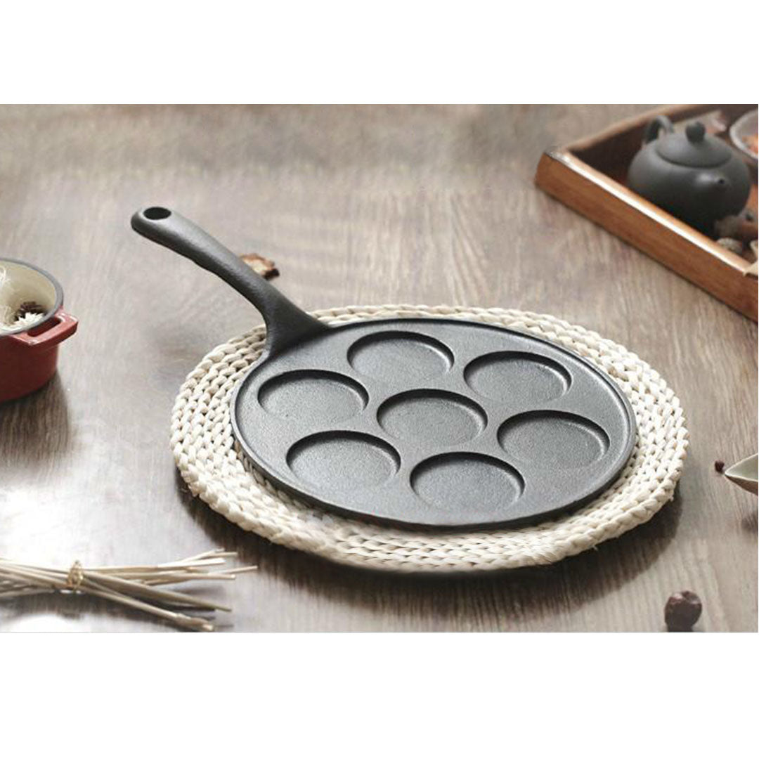 SOGA 2X 23cm Cast Iron Takoyaki Fry Pan Octopus Balls Maker 7 Hole Cavities Grill Mold