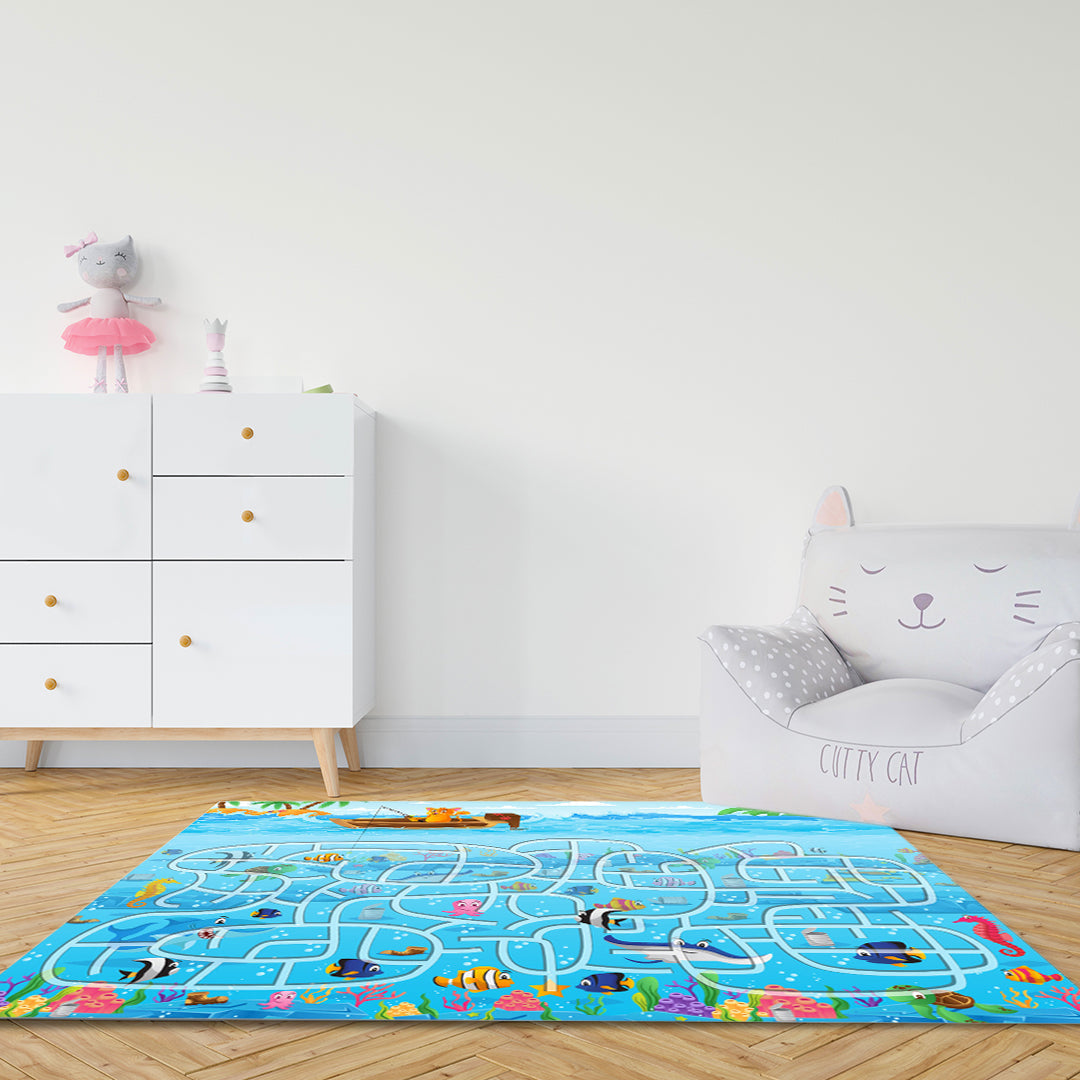 SOGA 120cm Kids Rug Street Map Play Mat Educational Baby Theme Park Area Rugs