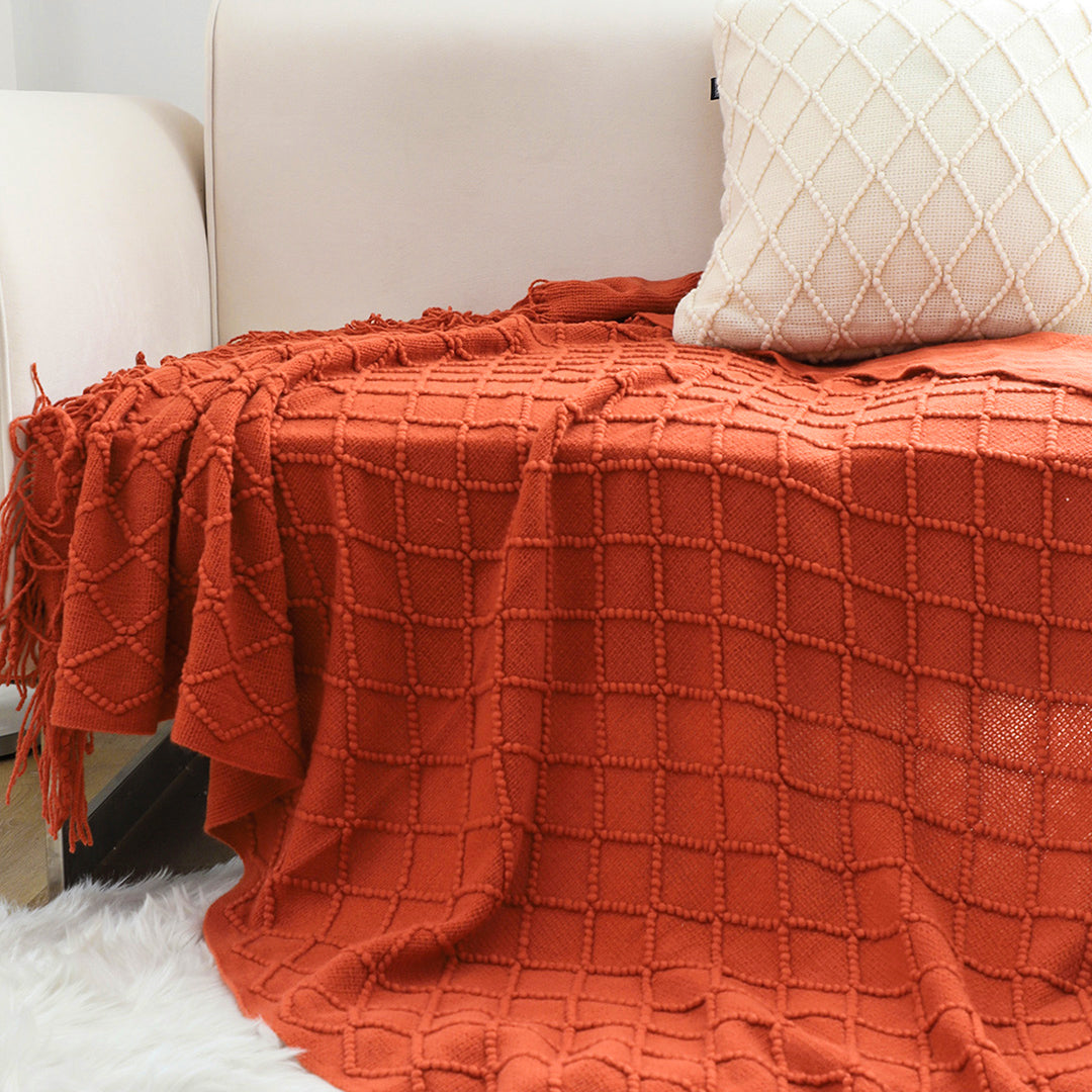 Diamond Knitted Pattern Throw Blanket