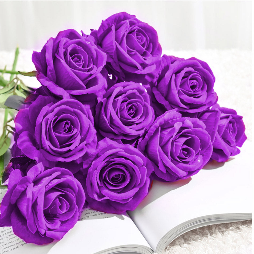 SOGA 20pcs Artificial Silk Flower Fake Rose Bouquet Table Decor Purple