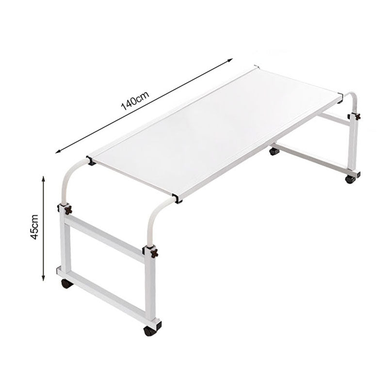 SOGA 140x45cm White Cross Bed Movable Desk Table w/ Adjustable Length & Height