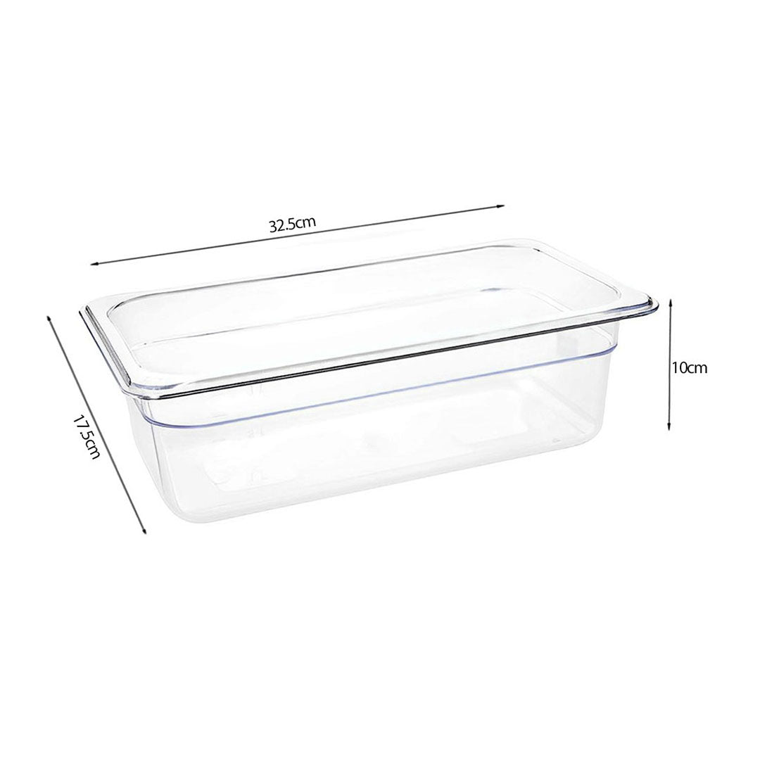 SOGA 100mm Clear Gastronorm GN Pan 1/3 Food Tray Storage with Lid