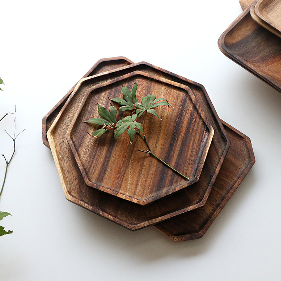 Octagon Wooden Serving Tray