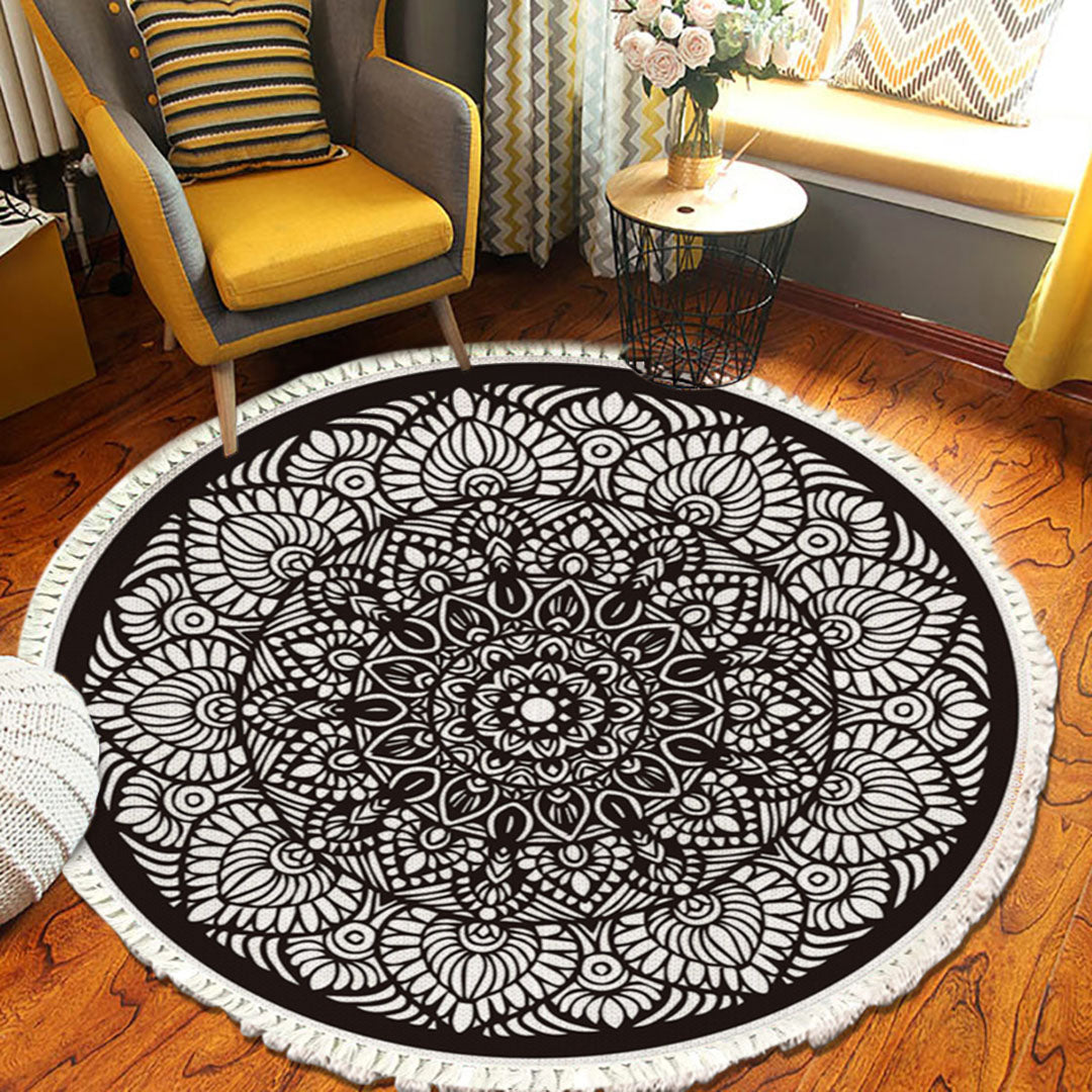 SOGA 2X 120cm Mandala Modern Ethnic Tassel Print Anti-slip Doormat Home Decor