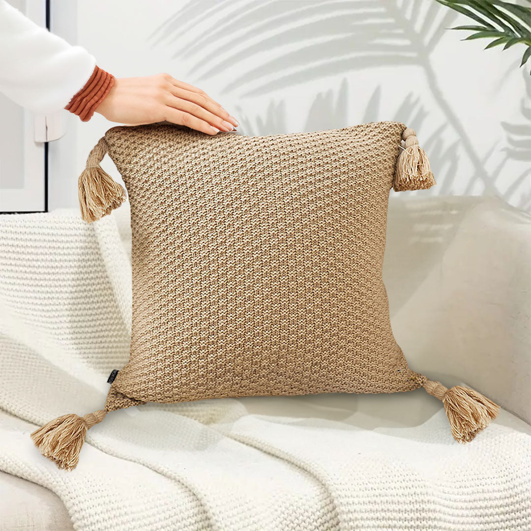 Light Brown Pillow With Tassel