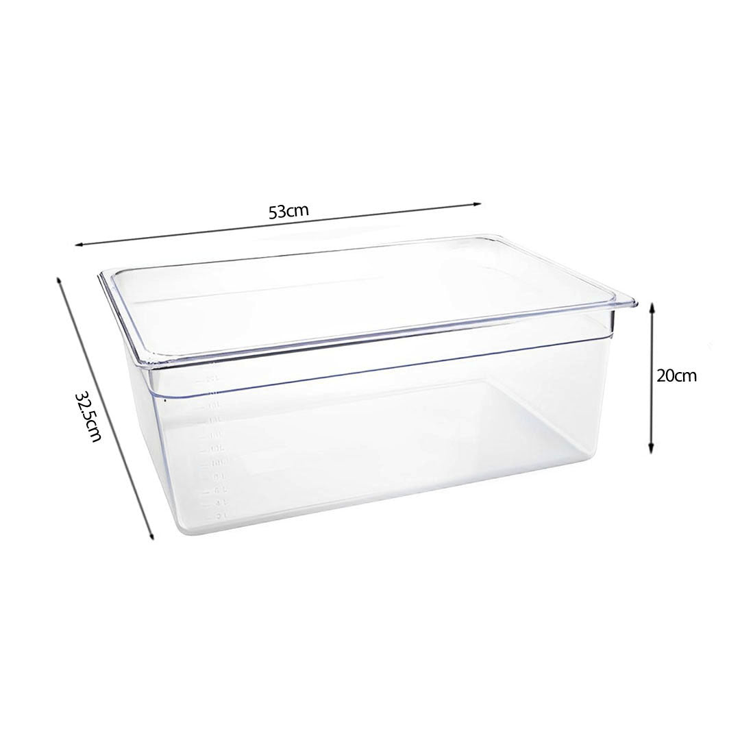 SOGA 200mm Clear Gastronorm GN Pan 1/1 Food Tray Storage Bundle of 4