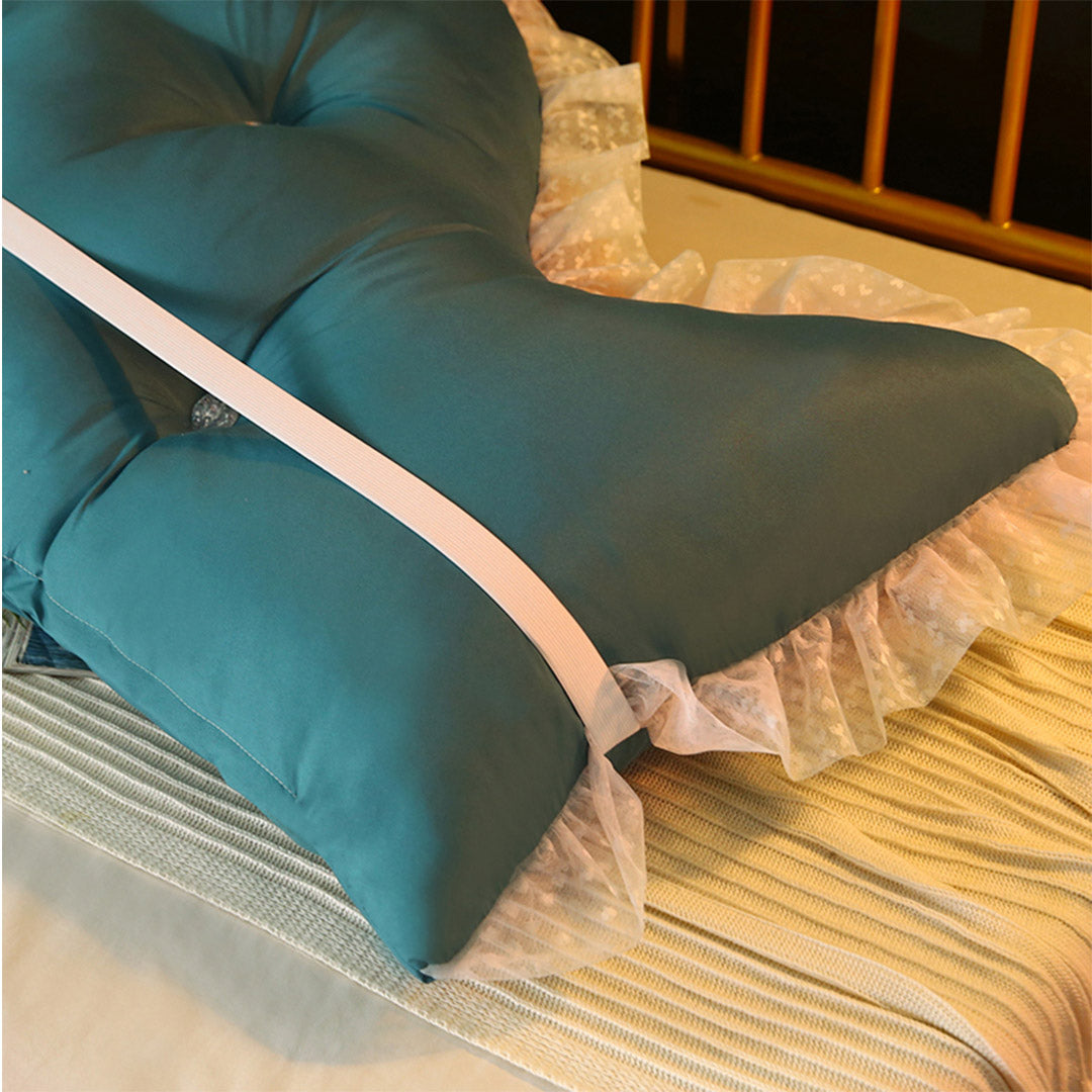 SOGA 180cm Blue-Green Princess Bed Pillow Headboard Backrest Bedside Tatami Sofa Cushion with Ruffle Lace Home Decor