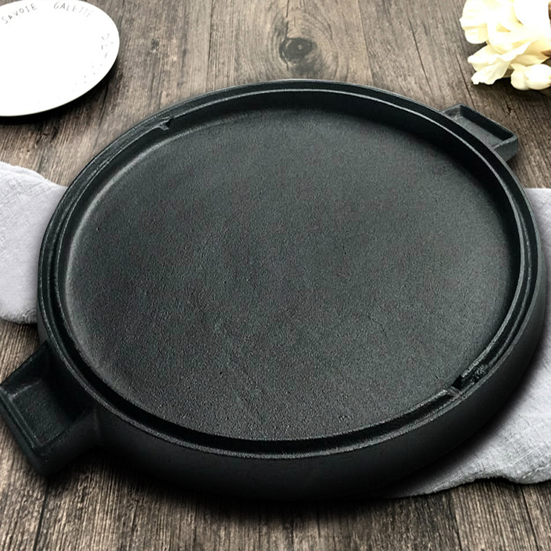 43cm Round Ribbed Frying Pan with Handle