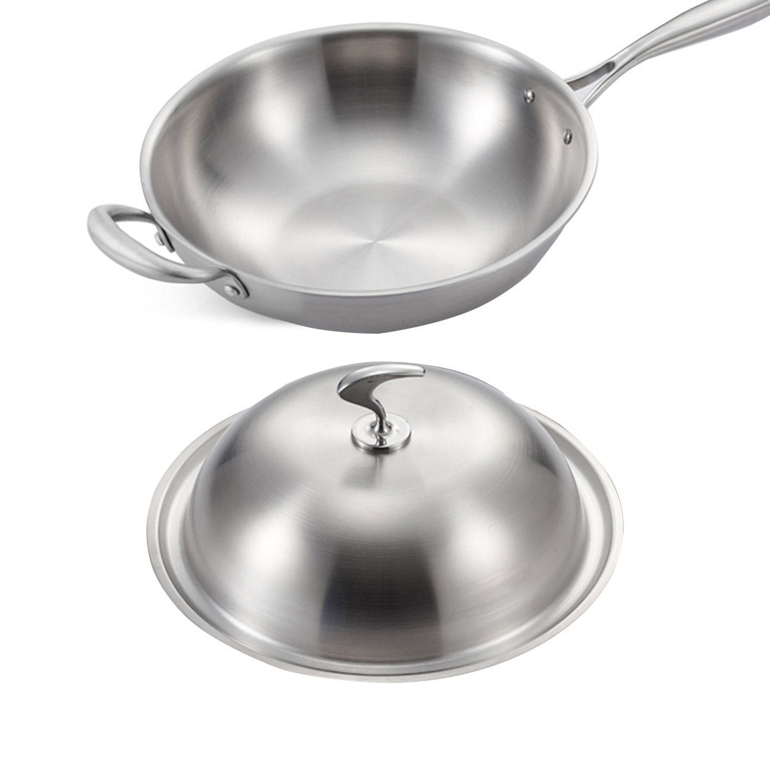 Frying Pan With Helper Handle and Lid