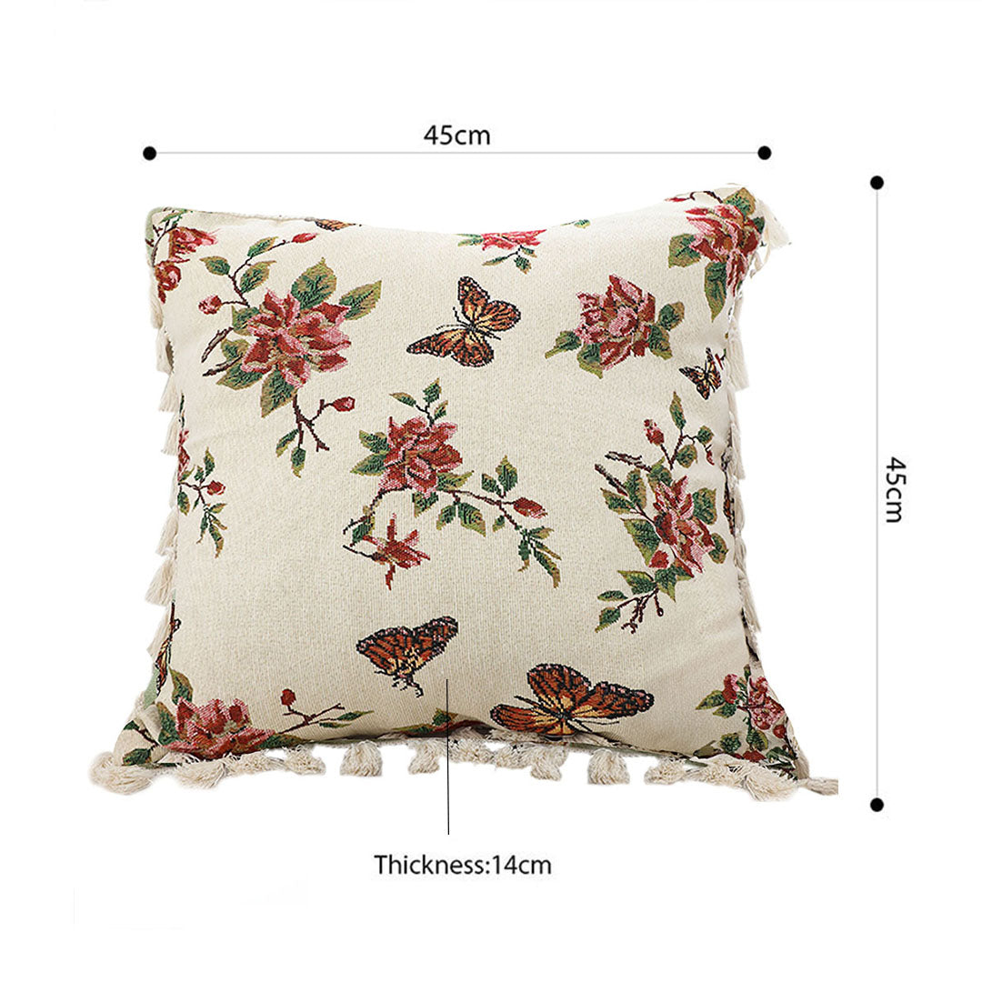 Vintage Butterfly Loves Flowers Throw Pillow