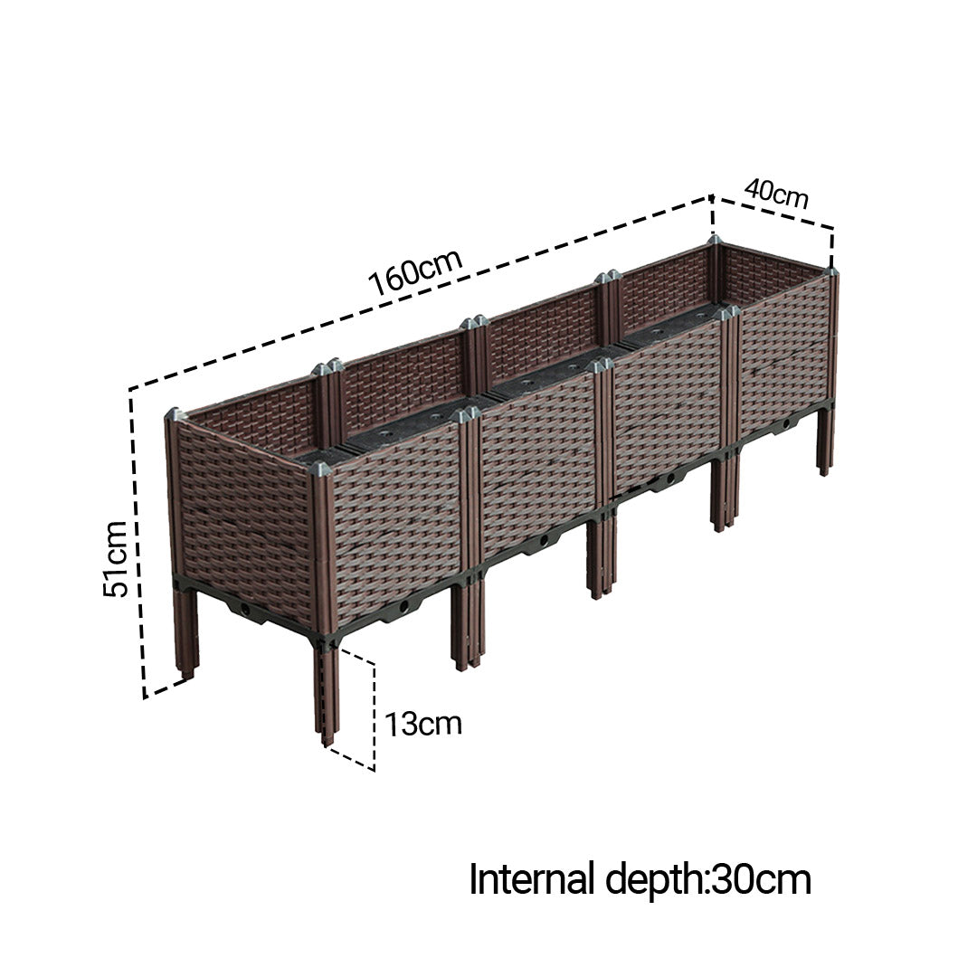 SOGA 160cm Raised Planter Box Vegetable Herb Flower Outdoor Plastic Plants Garden Bed with Legs Deepen