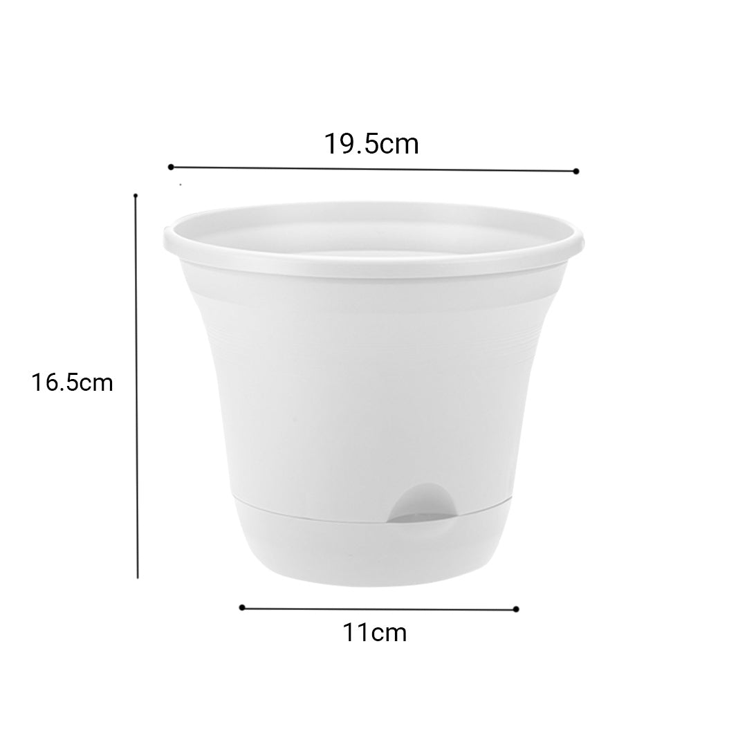 SOGA 19.5cm White Plastic Plant Pot Self Watering Planter Flower Bonsai Indoor Outdoor Garden Decor Set of 3