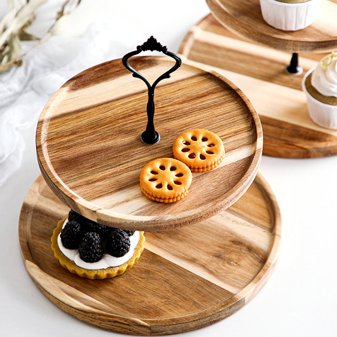 Round Wooden Dessert Tray