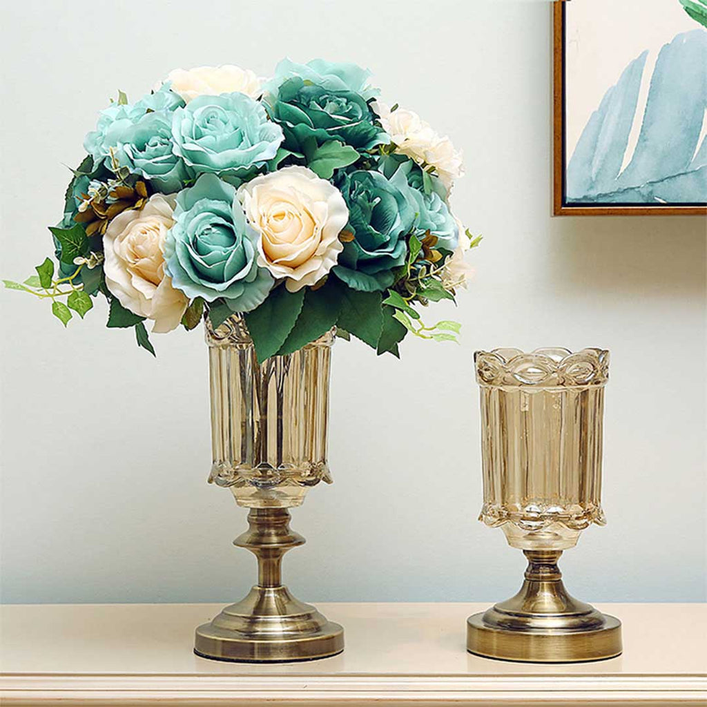 Transparent Vase with Blue Flower Set