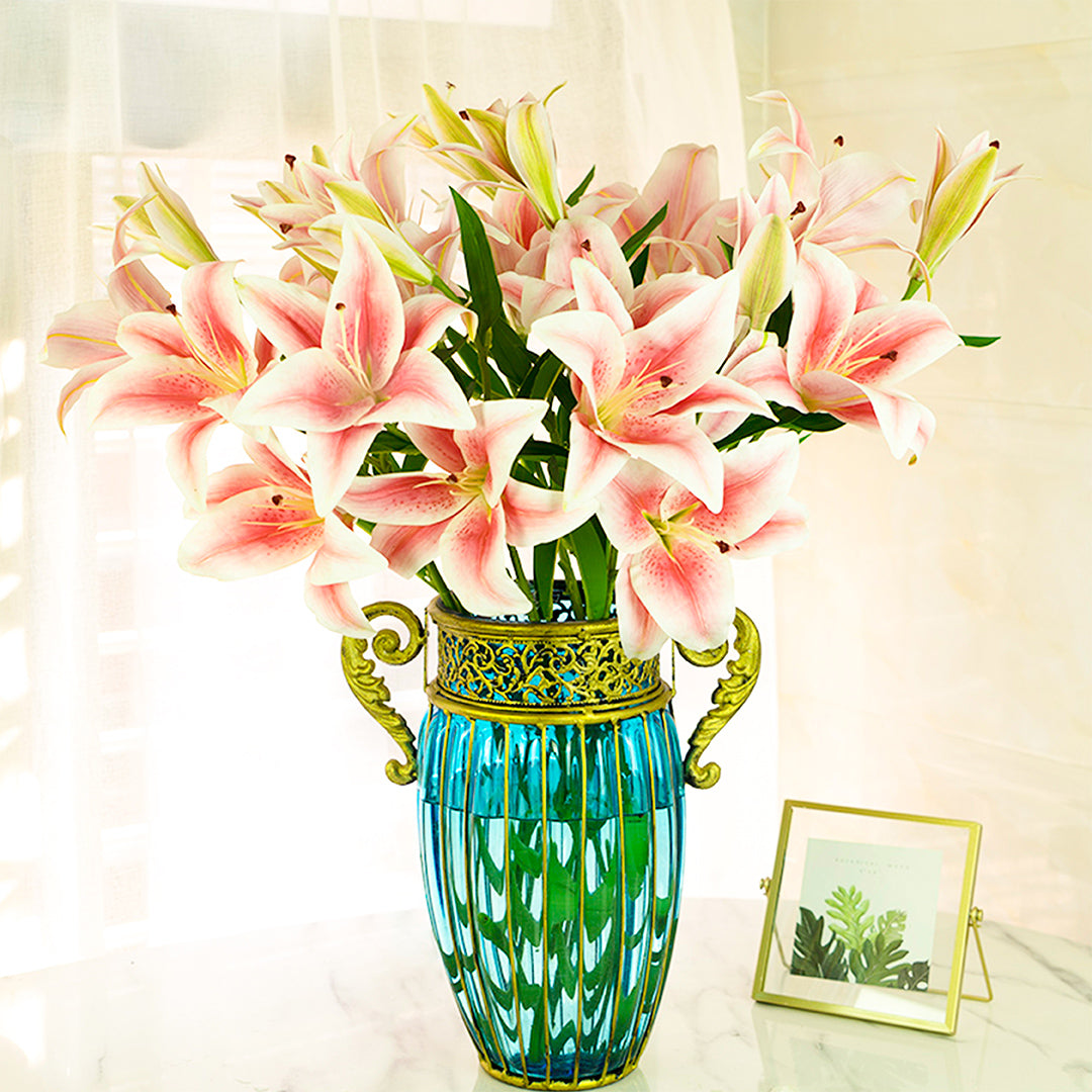 Flower Vase with Metal Handle