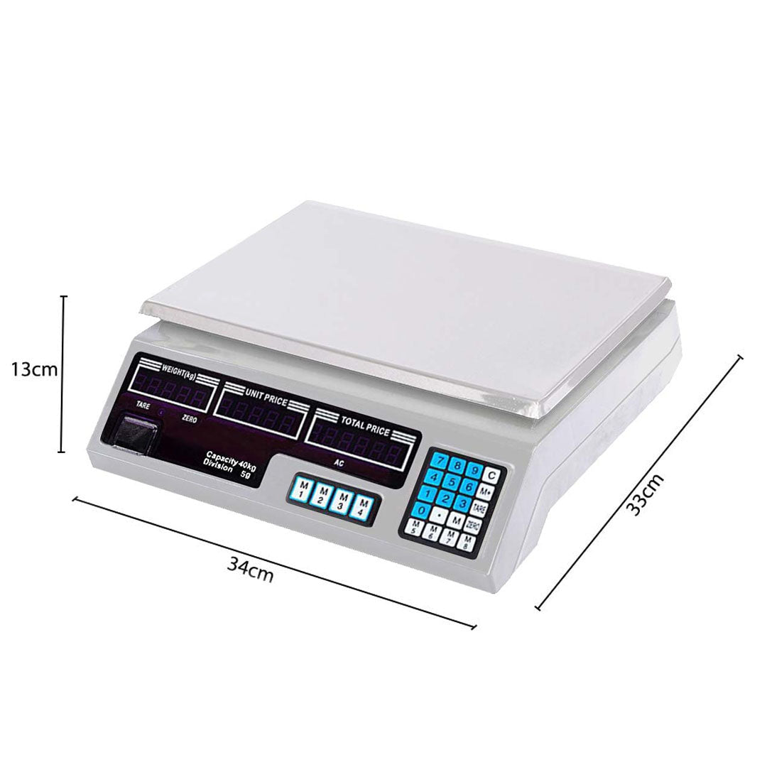 SOGA 2X 40kg Digital Kitchen Scales Shop Electronic Weight Scale Food White