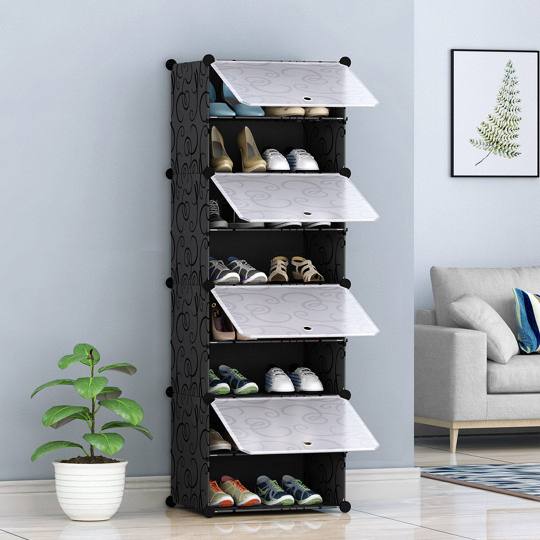 SOGA 8 Tier Shoe Rack Organizer Sneaker Footwear Storage Stackable Stand Cabinet Portable Wardrobe with Cover