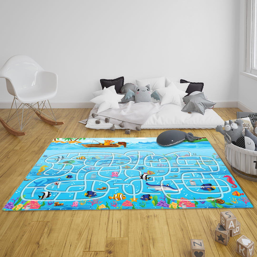 SOGA 120cm Kids Rug Street Map Play Mat Educational Baby Theme Park Area Rugs