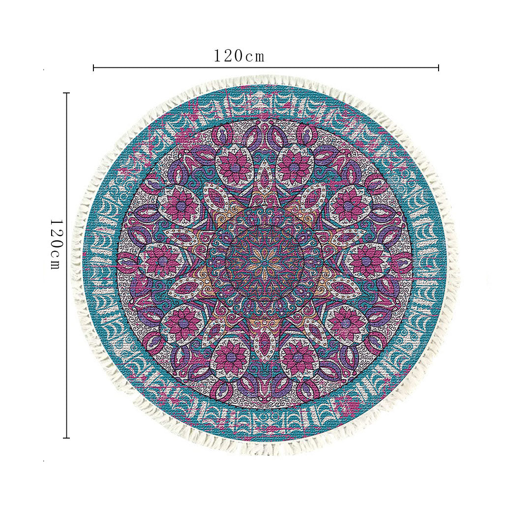 SOGA 120cm Mandala Area Rug for Living Room Lounge Bedroom Anti-slip Doormat Home Decor