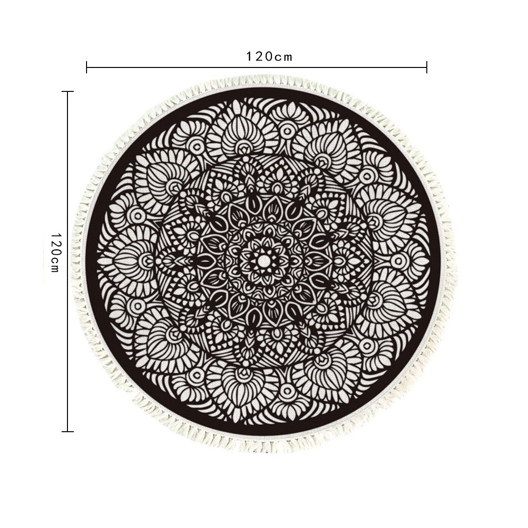 SOGA 2X 120cm Mandala Modern Ethnic Tassel Print Anti-slip Doormat Home Decor