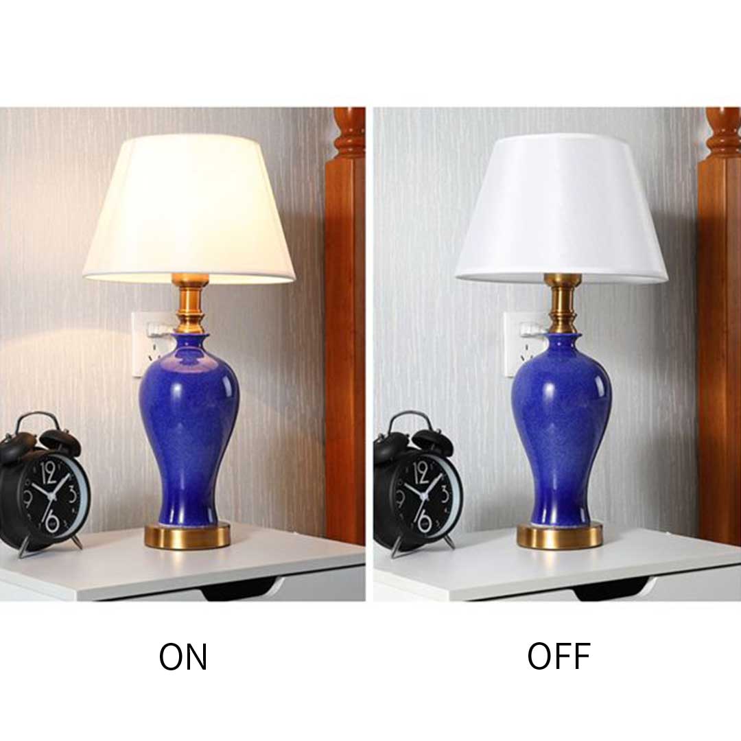 Blue Ceramic Oval Table Lamp