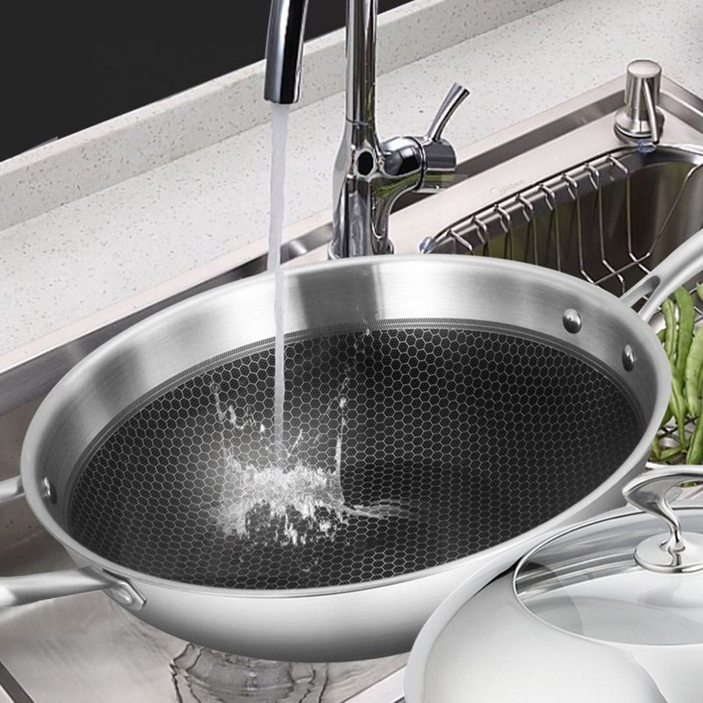 Non-Stick Frying Pan With Helper Handle And Lid