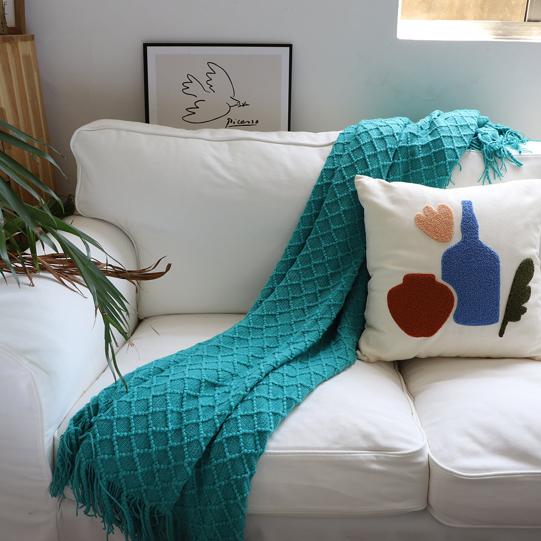 Diamond Knitted Pattern Throw Blanket