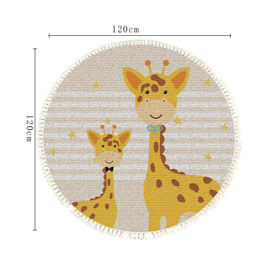 SOGA 120cm Cute Cartoon Animal Non-Slip Thick and Ultra-Soft Carpet Flannel Rug