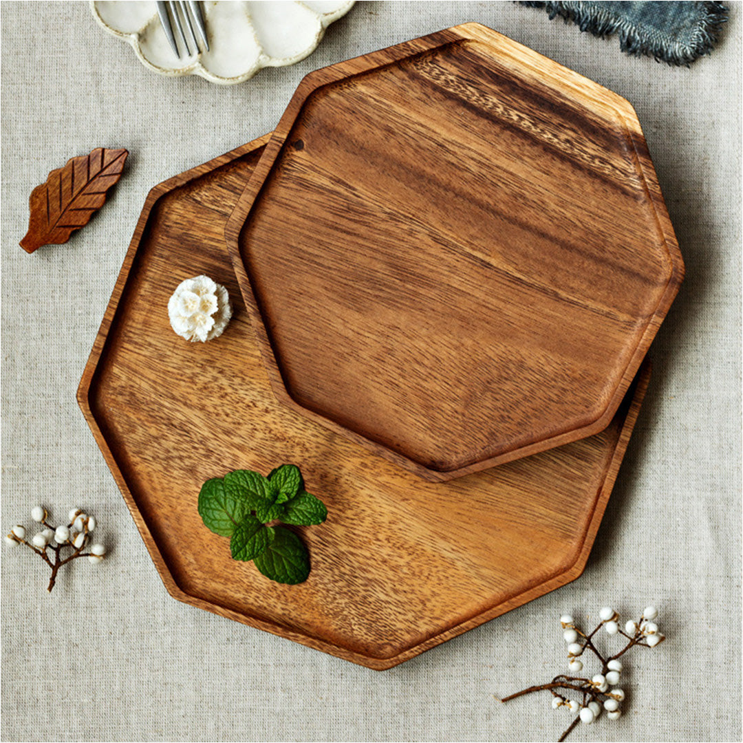 Octagon Wooden Serving Tray