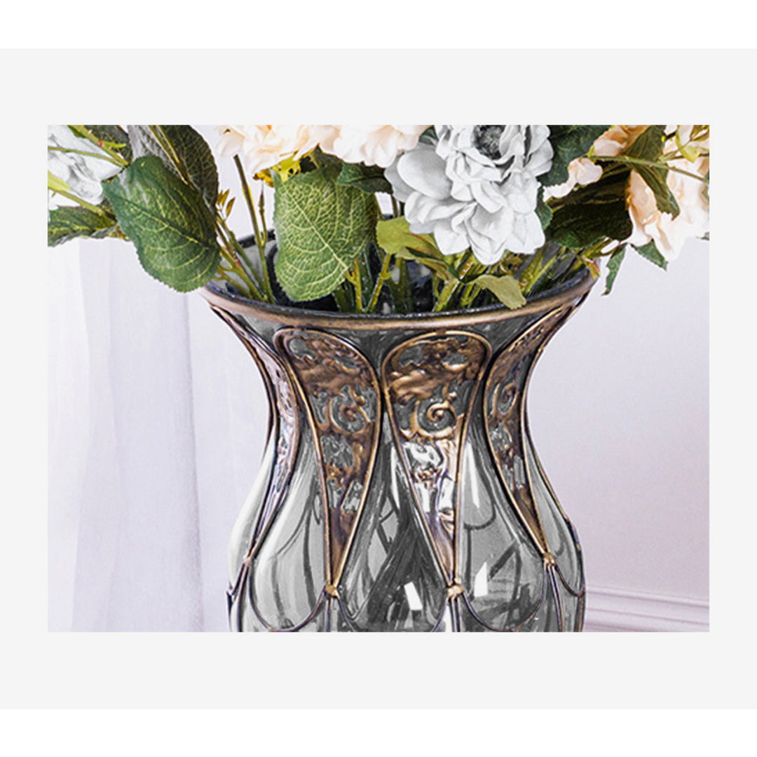 Clear Flower Vase With Tall Metal Stand