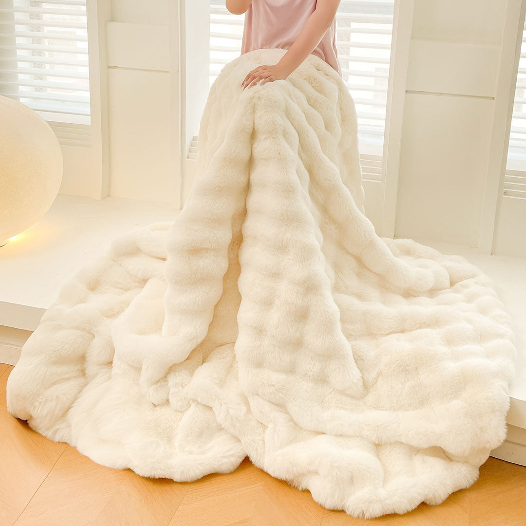 SOGA 200cm Creamy White Fur Fuzzy Super Soft and Cozy Fluffy Throw Blanket