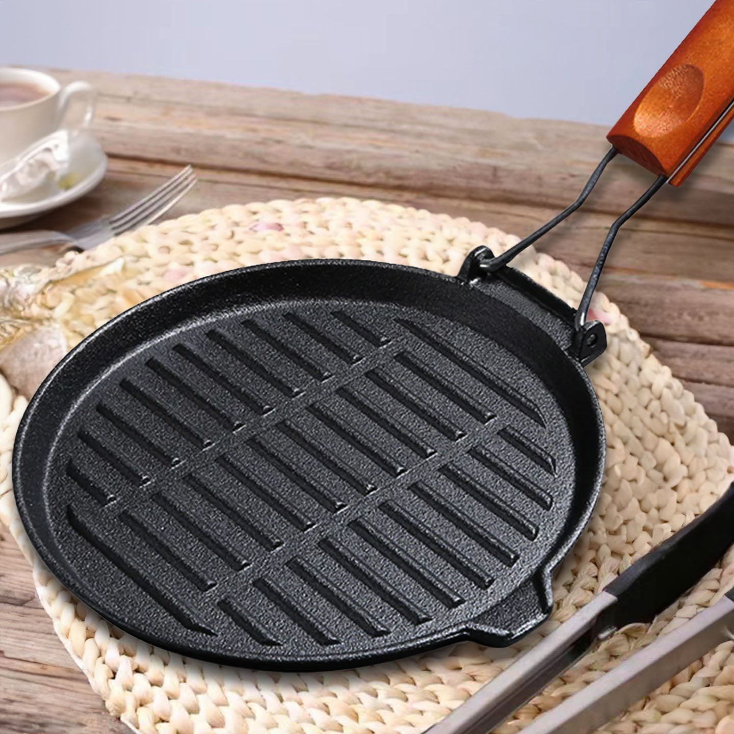 24cm Round Ribbed Frying Pan
