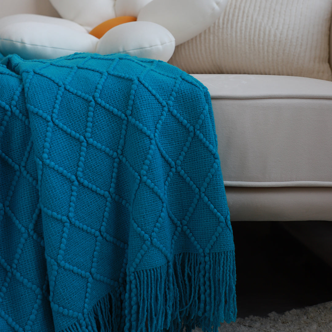 Diamond Knitted Pattern Throw Blanket