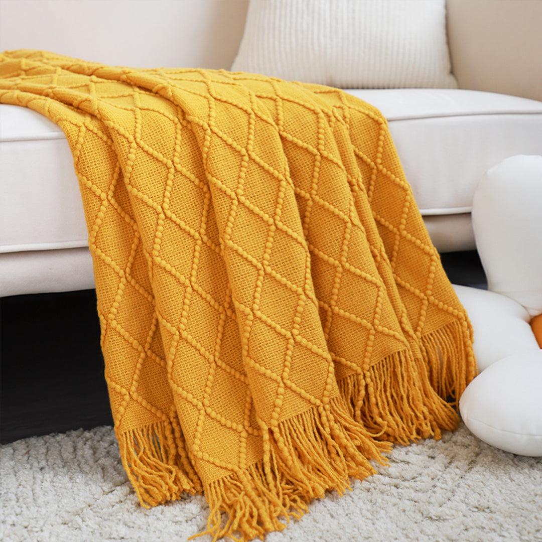 Diamond Knitted Pattern Throw Blanket