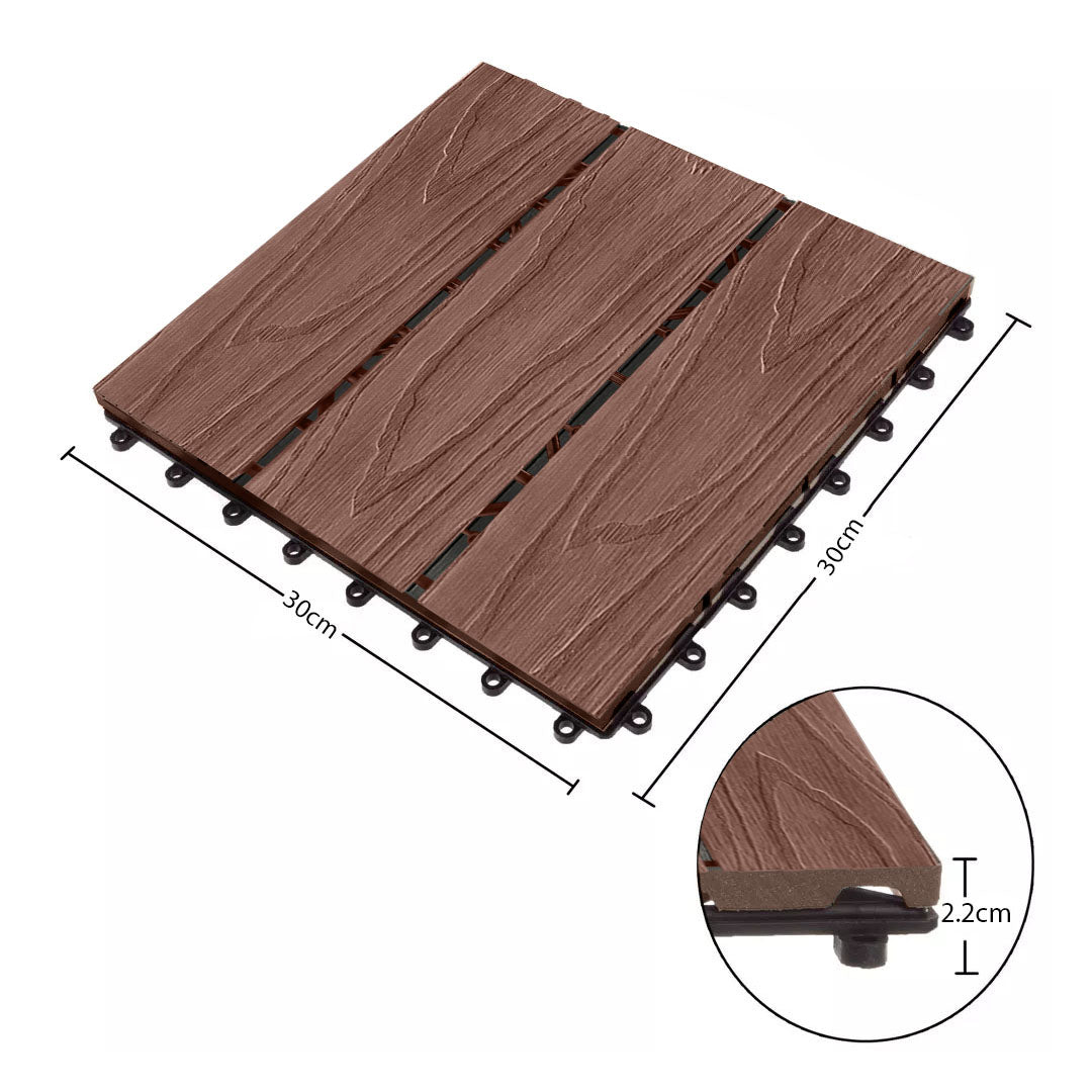 SOGA 11 pcs Dark Chocolate DIY Wooden Composite Decking Tiles Garden Outdoor Backyard Flooring Home Decor