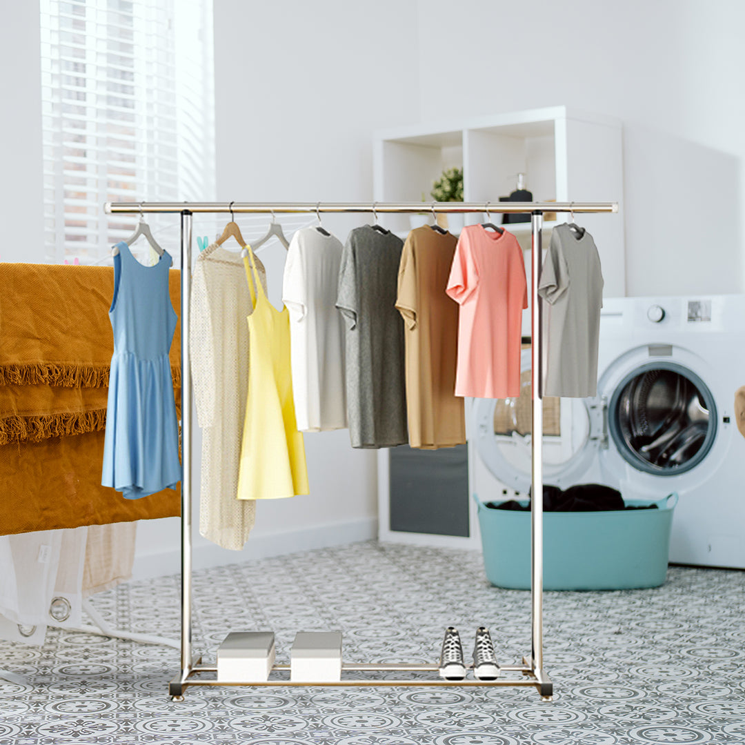 SOGA 200cm Stainless Steel Floor-Standing Clothes Rack - Durable and Space-Saving Laundry Organizer