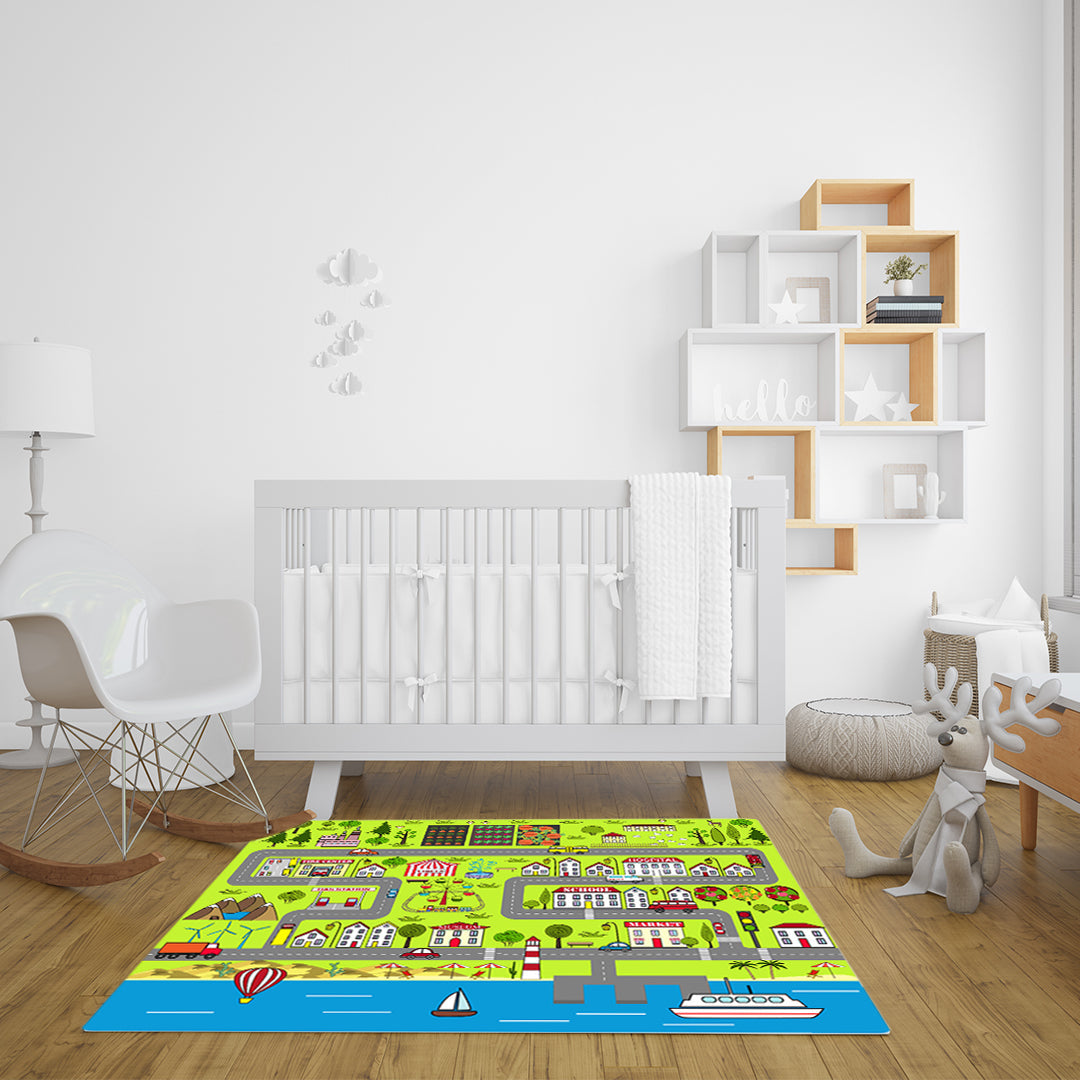 SOGA 120cm Kids Rug Street Map Play Mat Educational Baby Theme Park Area Rugs