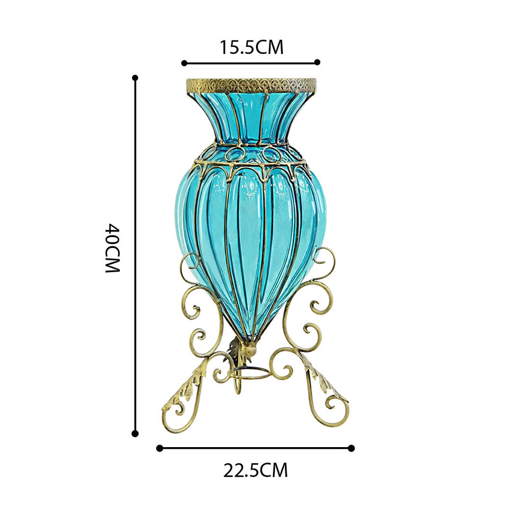 Blue Glass Flower Vase