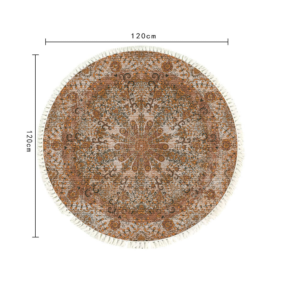 SOGA 120cm Mandala Pattern Circle Area Rugs for Living Room Lounge Anti-slip Doormat Home Decor