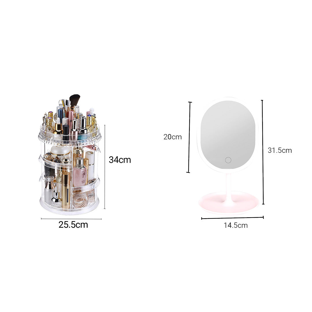 Rotating Makeup Organiser With Led Light