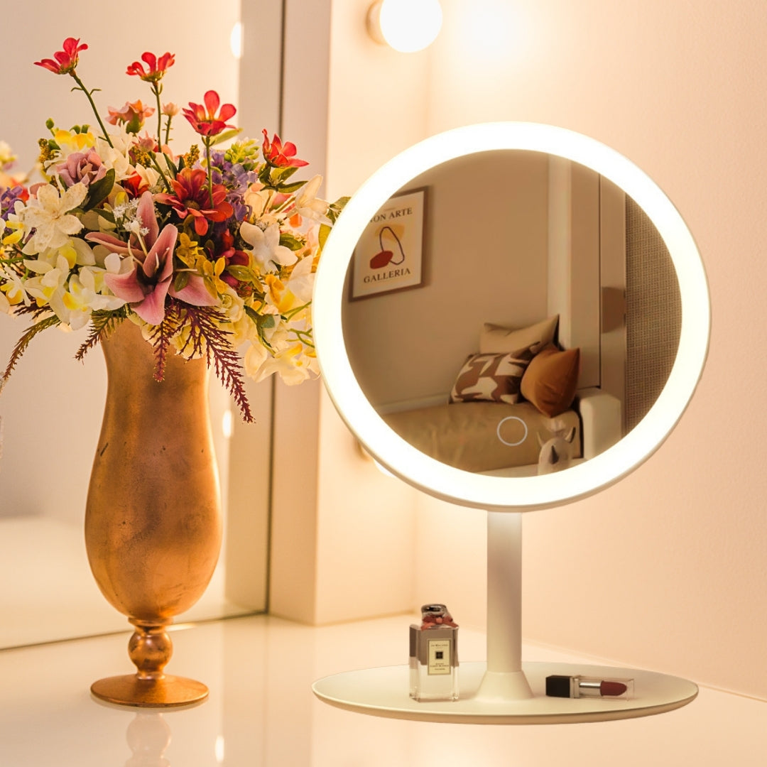 White Smart LED Table Mirror