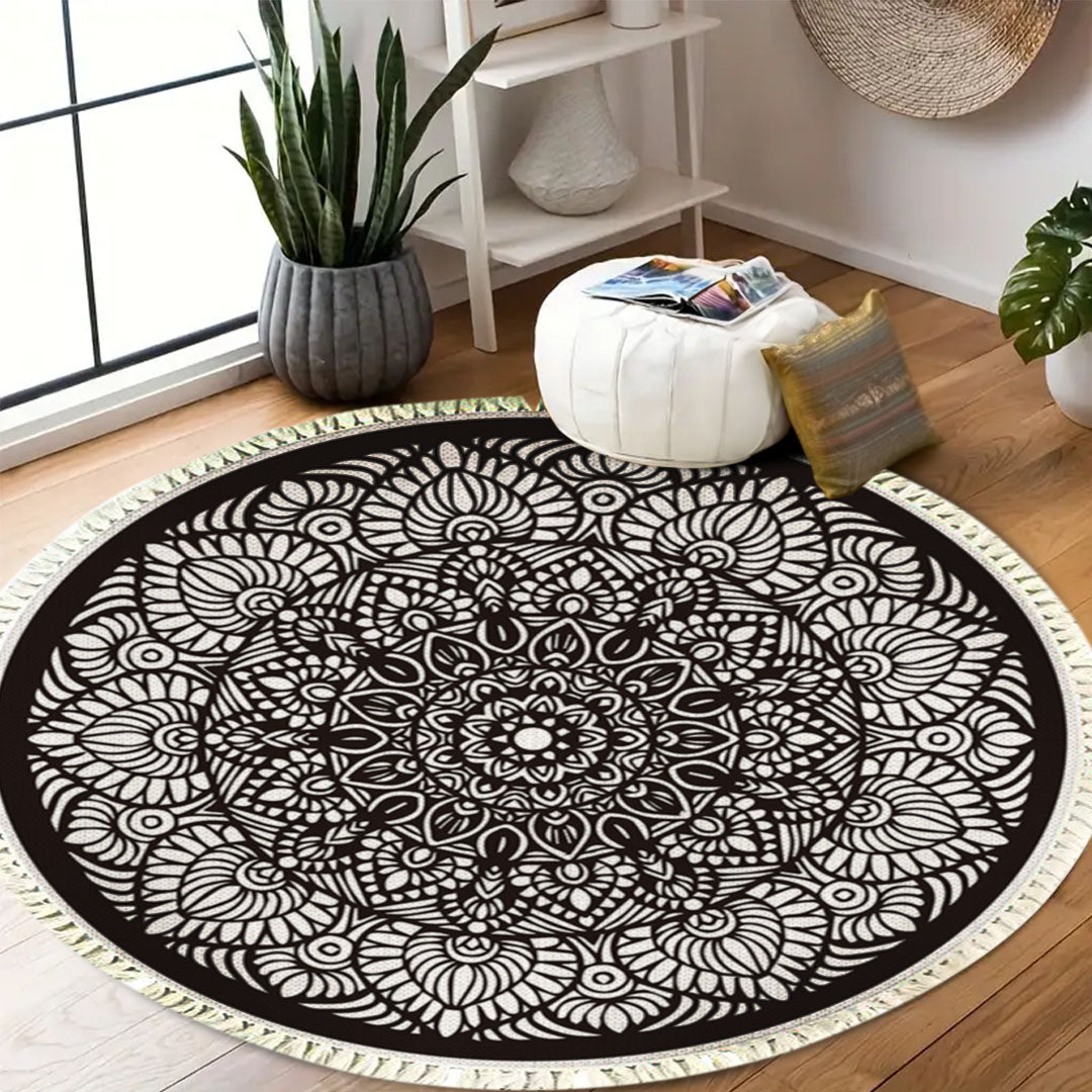 SOGA 2X 120cm Mandala Modern Ethnic Tassel Print Anti-slip Doormat Home Decor