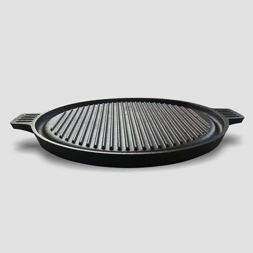 43cm Round Ribbed Frying Pan with Handle