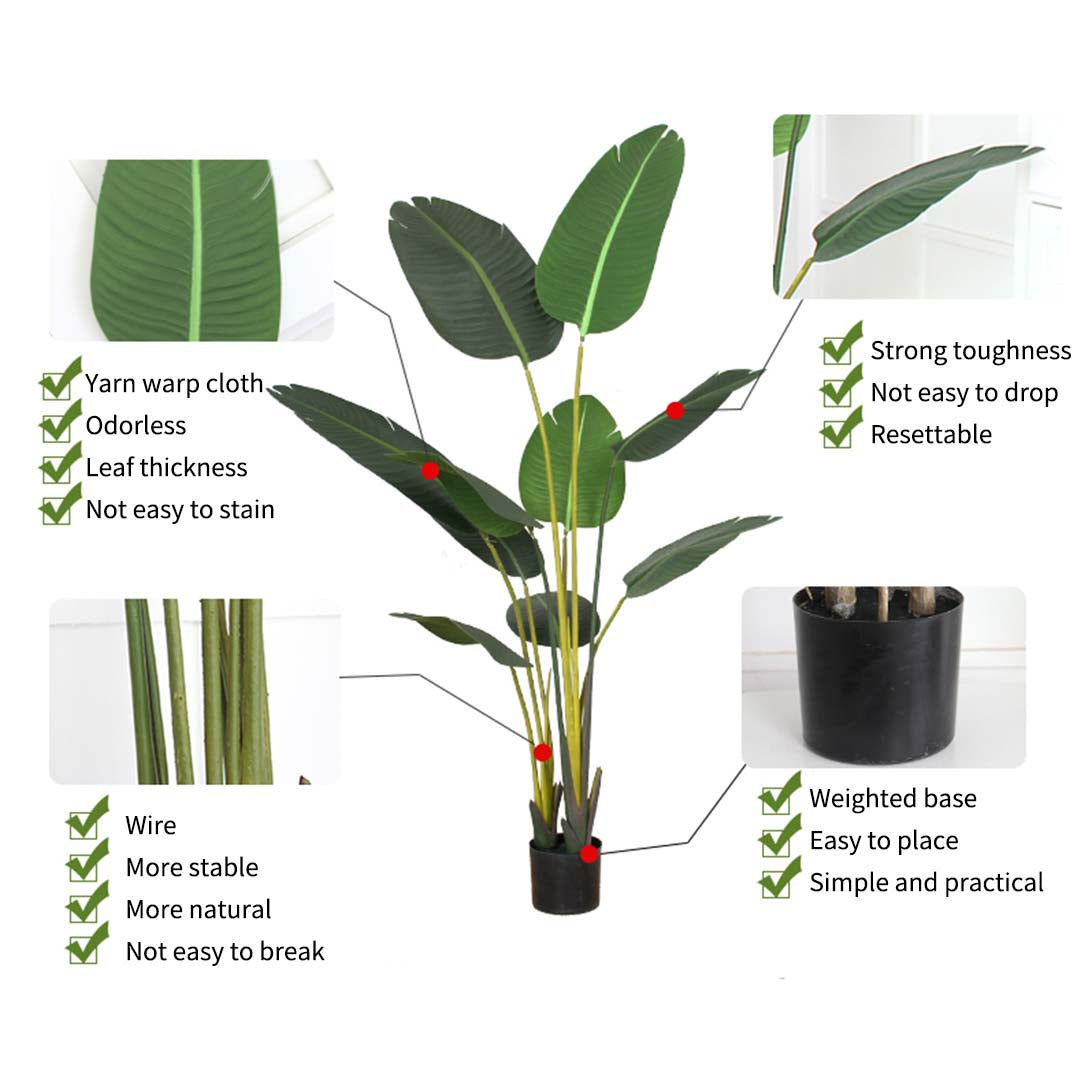 SOGA 160cm Artificial Green Indoor Traveler Banana Fake Decoration Tree Flower Pot Plant