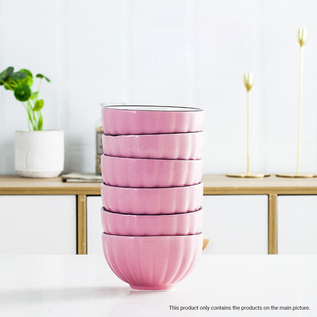 Pink Ceramic Dinnerware Bowl Set
