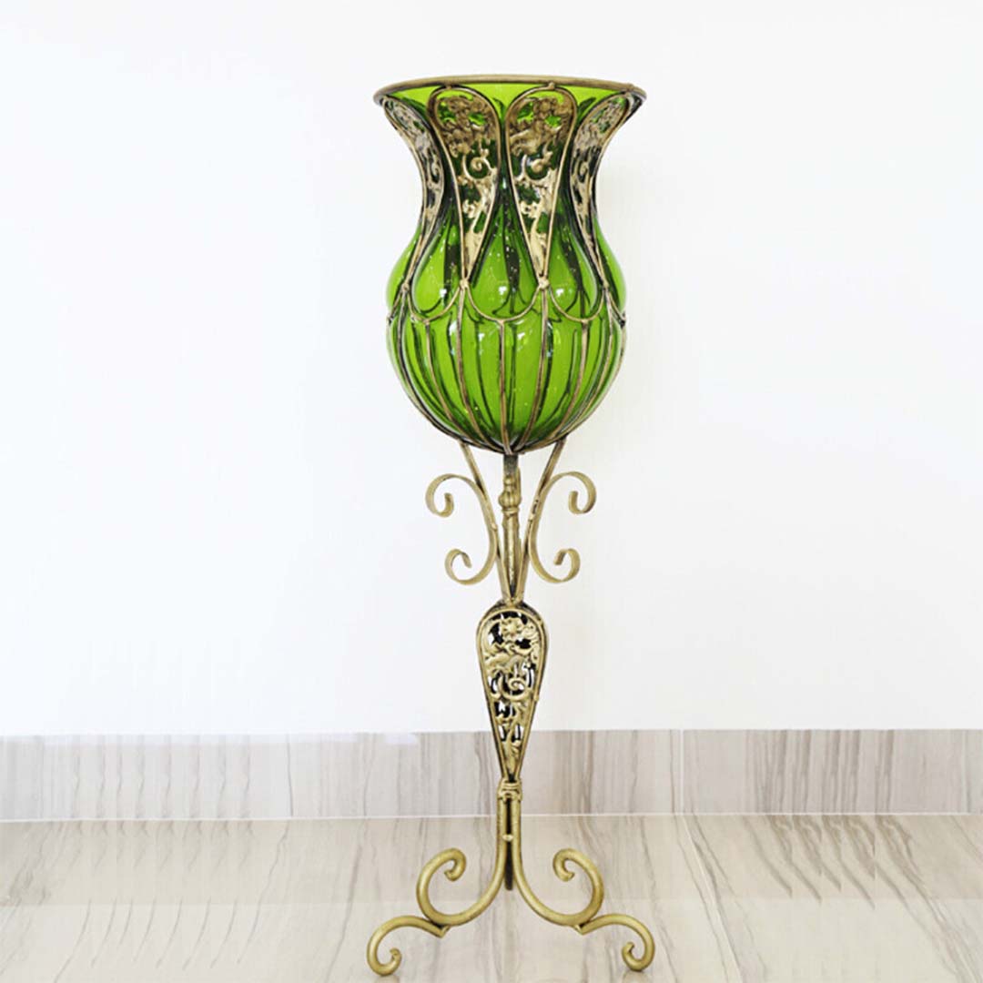 Glass Floor Vase With Stand