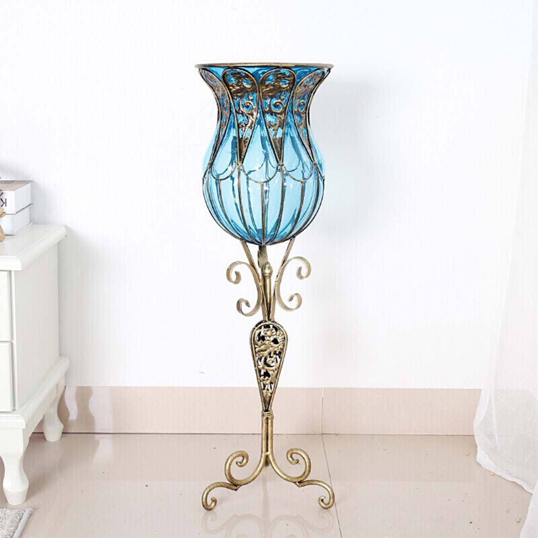 Glass Floor Vase With Stand