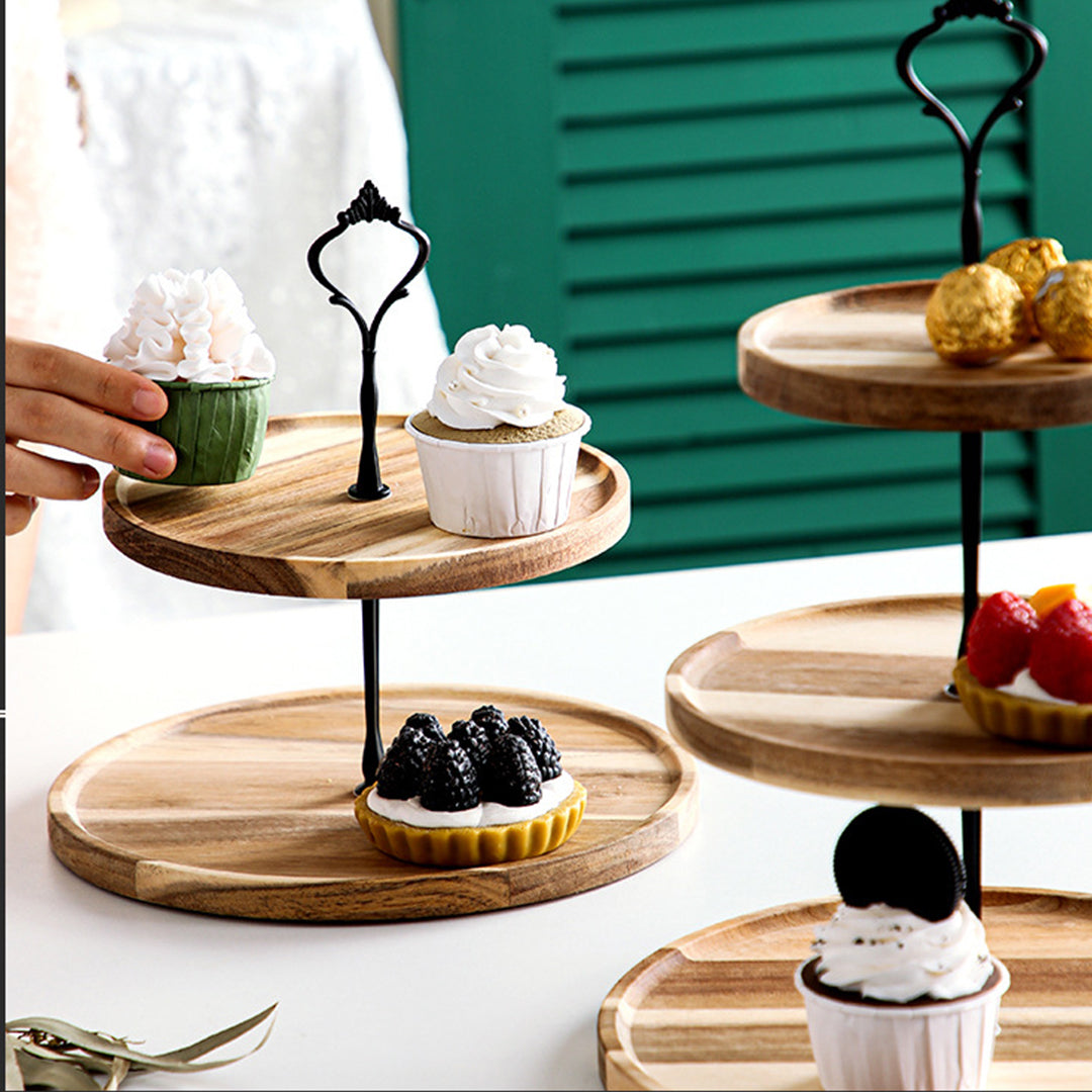 Round Wooden Dessert Tray