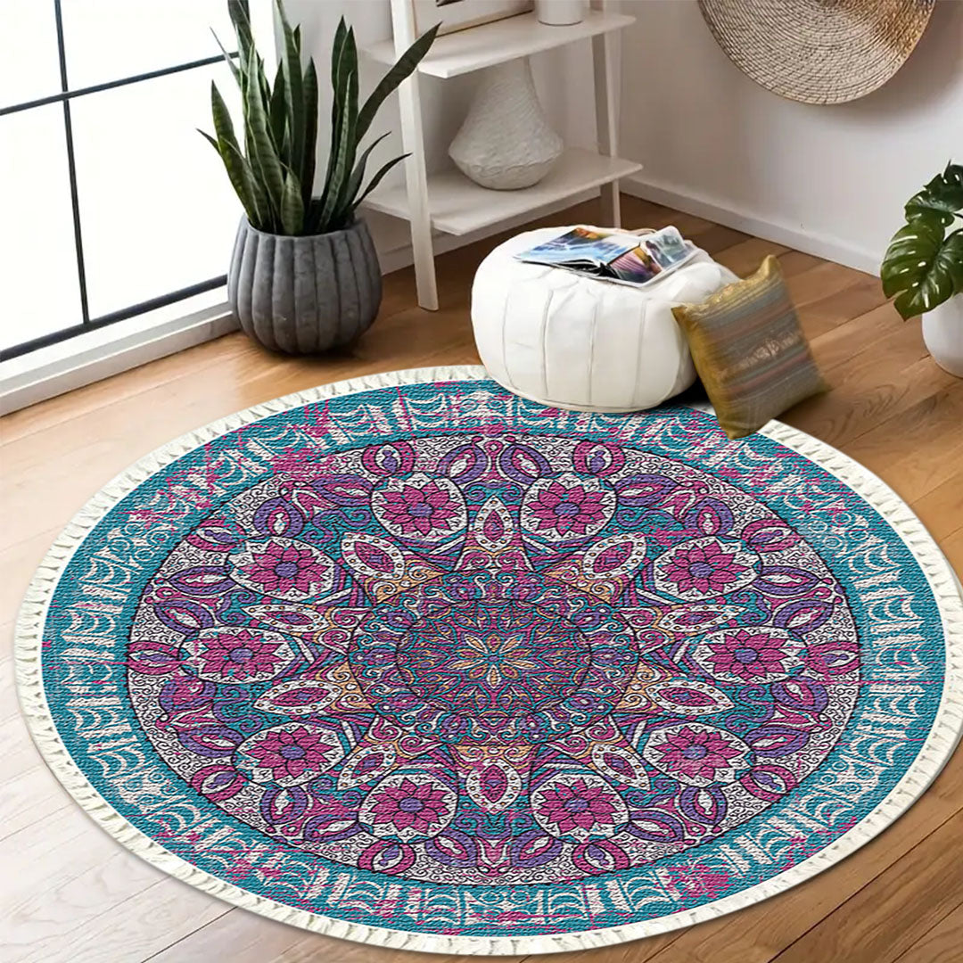 SOGA 120cm Mandala Area Rug for Living Room Lounge Bedroom Anti-slip Doormat Home Decor