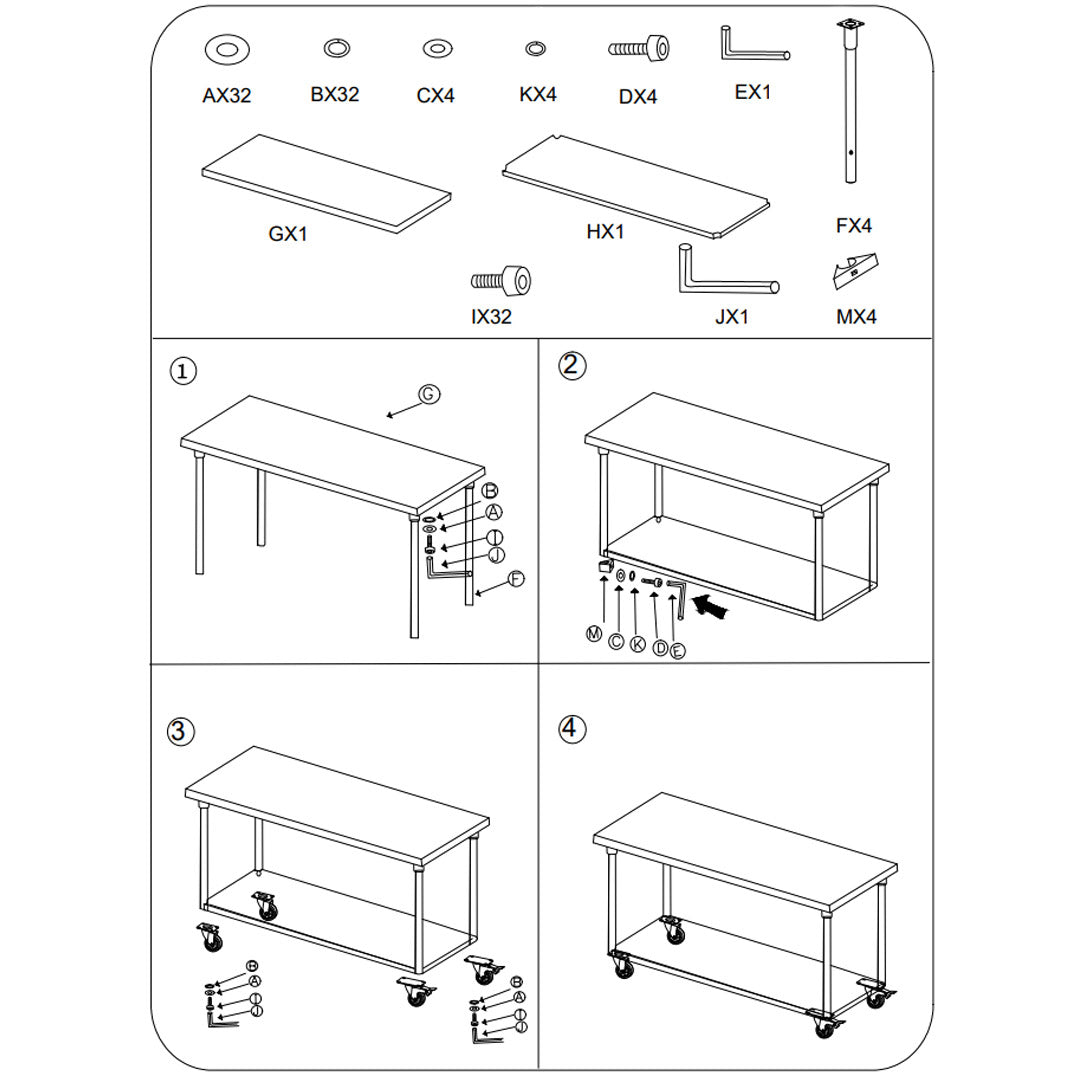 SOGA 150cm Commercial Catering Kitchen Stainless Steel Prep Work Bench Table with Wheels